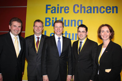 v.l.n.r.: Prof. Pinkwart, Schwunk, Dr. Westerwelle, Mayer, Freimuth